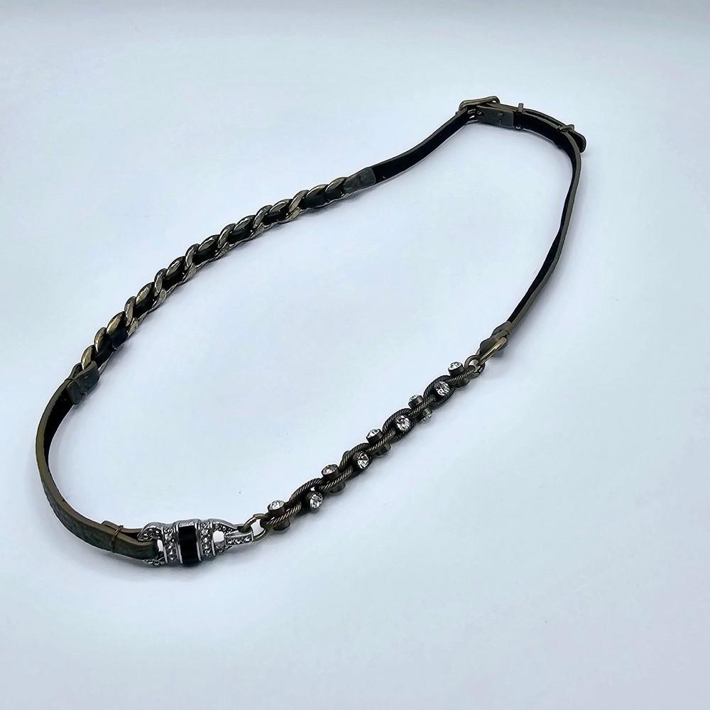 Chloe & Isabel Leather Strap Necklace Rhinestone 19"